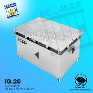 1 trampa de grasa ecomar ACERO INOXIDABLE IG-20 CON TAPA DE ALUMINIO